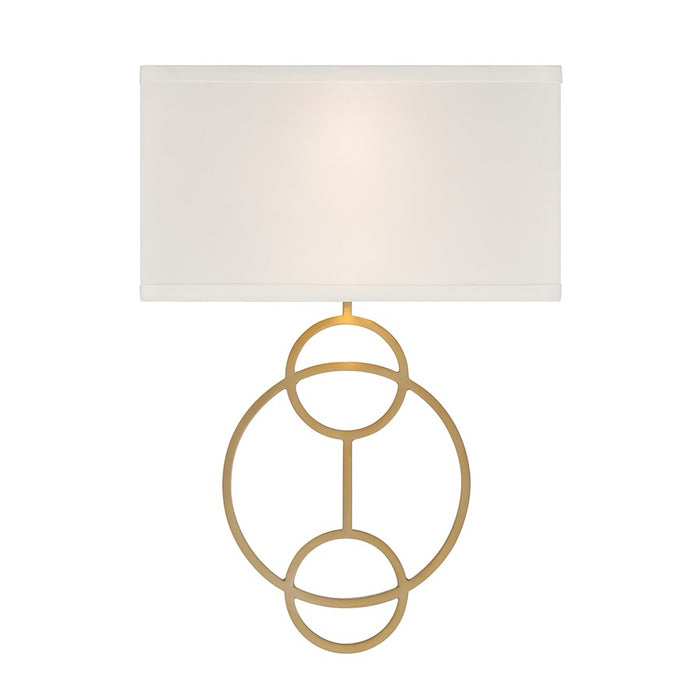 Crystorama Laurel 2 Light Sconce, Vibrant Gold/White