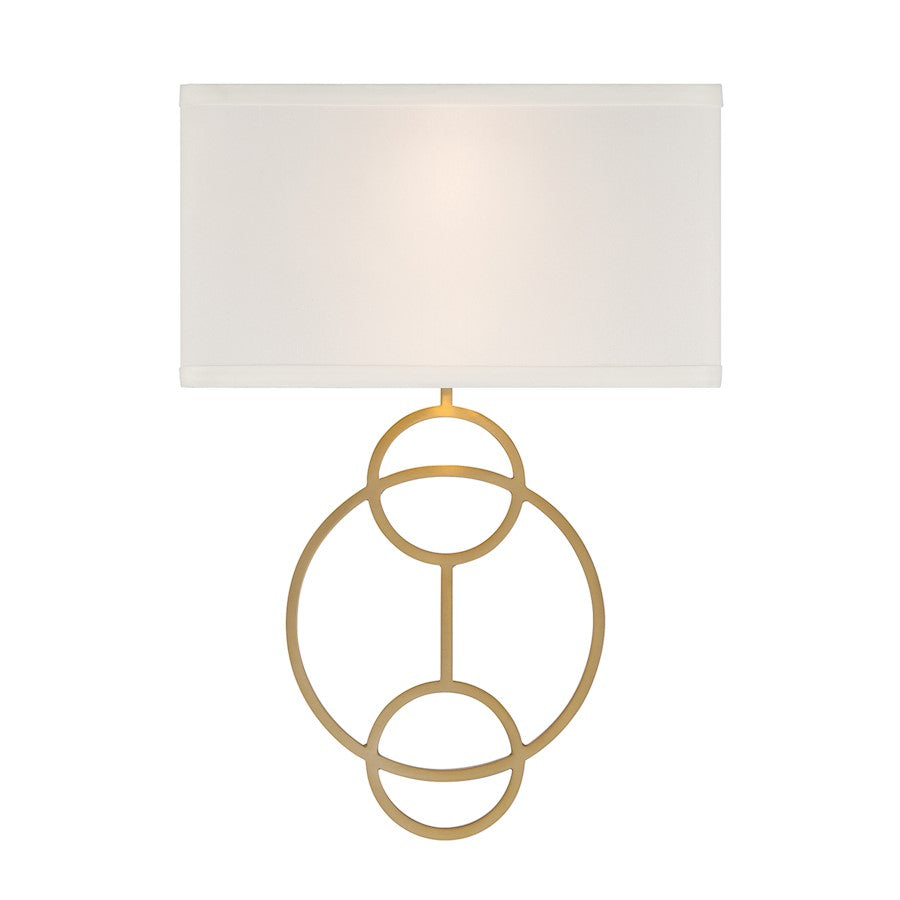 Crystorama Laurel 2 Light Sconce, Vibrant Gold/White