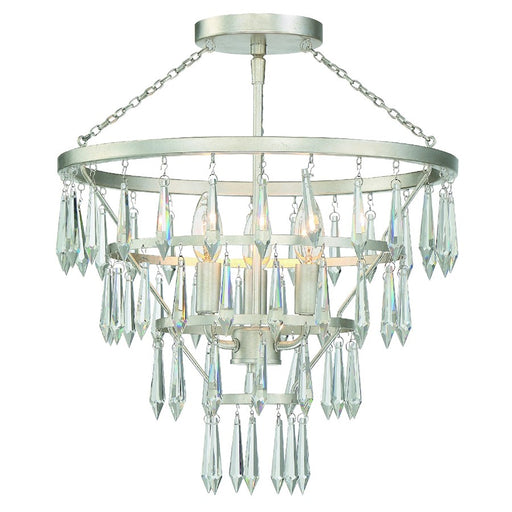 Crystorama Lucille 3 Light Ceiling Mount, Antique Silver