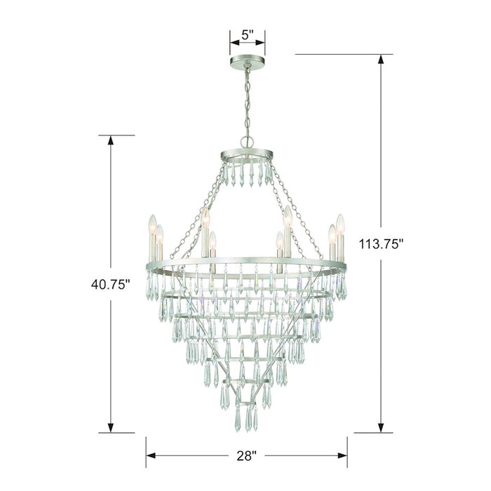 Crystorama Lucille Chandelier, Antique Silver