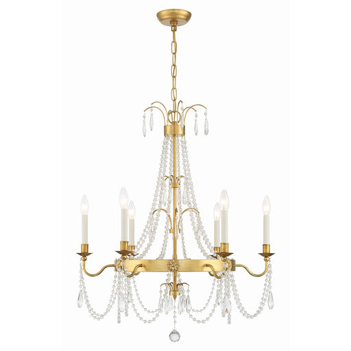 Crystorama Maizey 6 Light Chandelier, Antique Gold