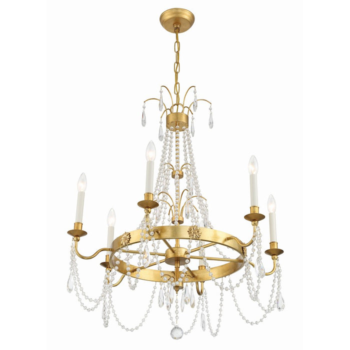 Crystorama Maizey 6 Light Chandelier, Antique Gold
