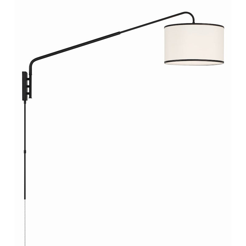 Crystorama Mallory 1 Light Task Sconce, Matte Black