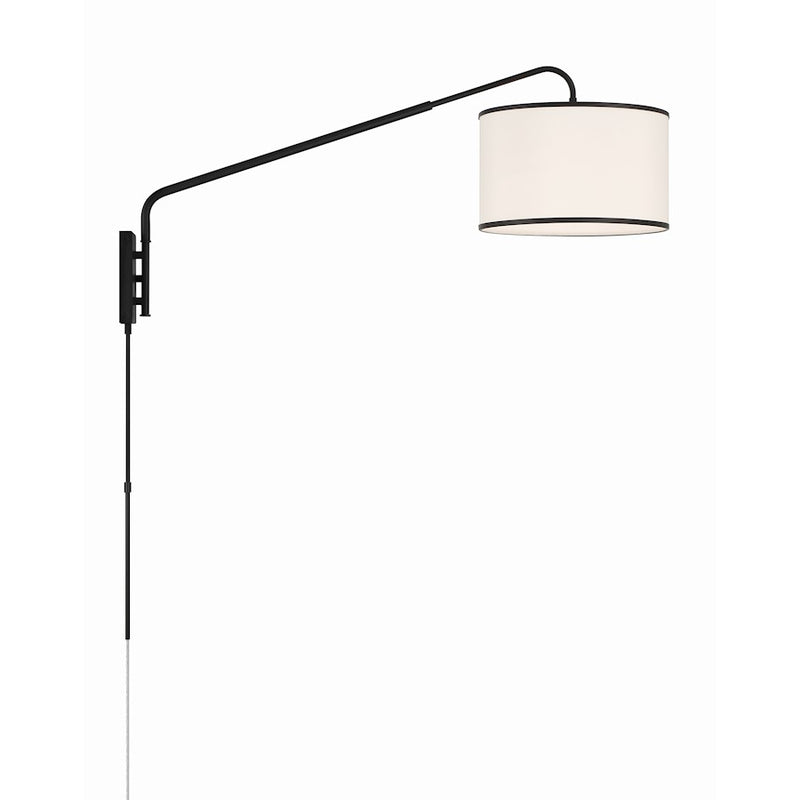 Crystorama Mallory 1 Light Task Sconce, Matte Black