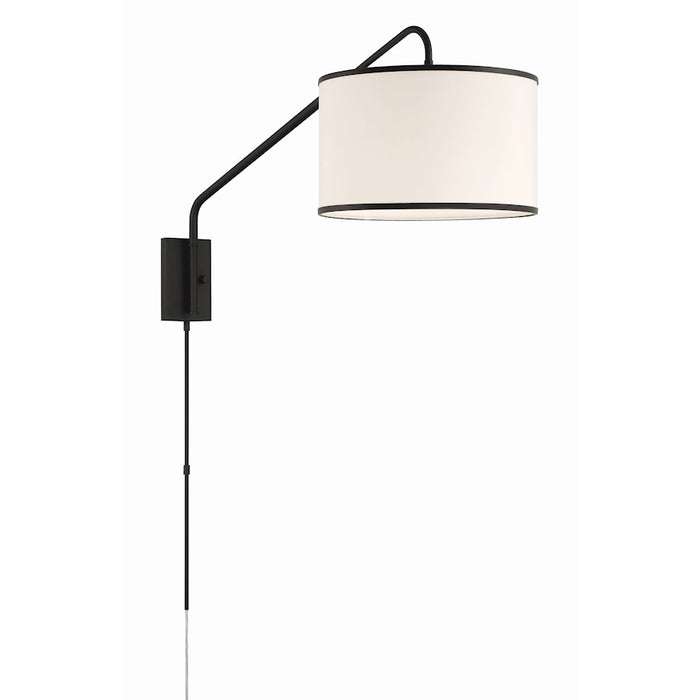 Crystorama Mallory 1 Light Task Sconce, Matte Black