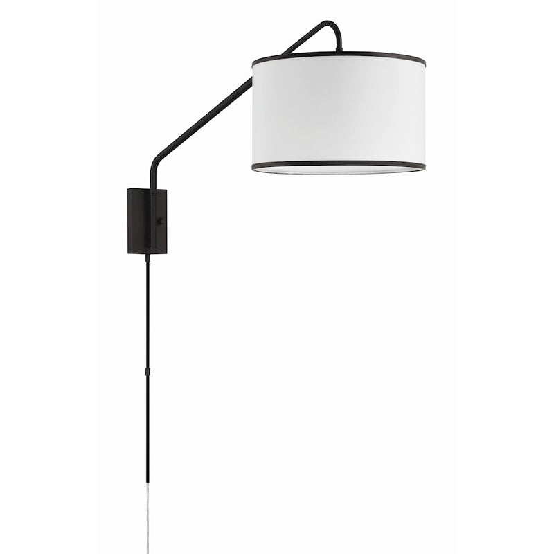 Crystorama Mallory 1 Light Task Sconce, Matte Black
