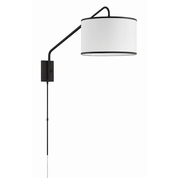 Crystorama Mallory 1 Light Task Sconce, Matte Black