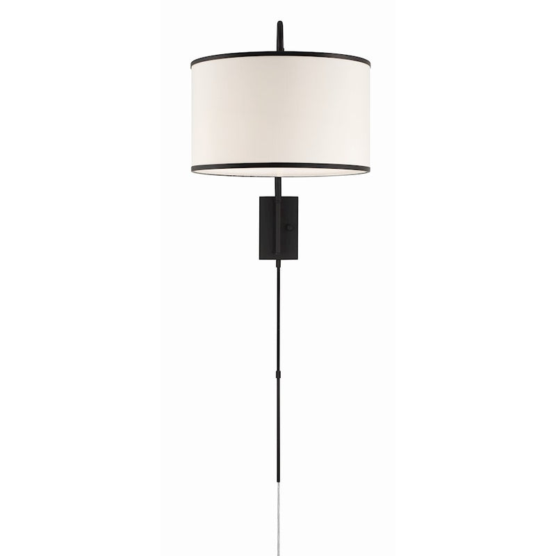 Crystorama Mallory 1 Light Task Sconce, Matte Black