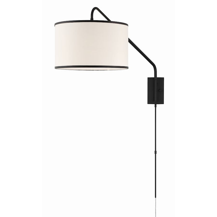 Crystorama Mallory 1 Light Task Sconce, Matte Black