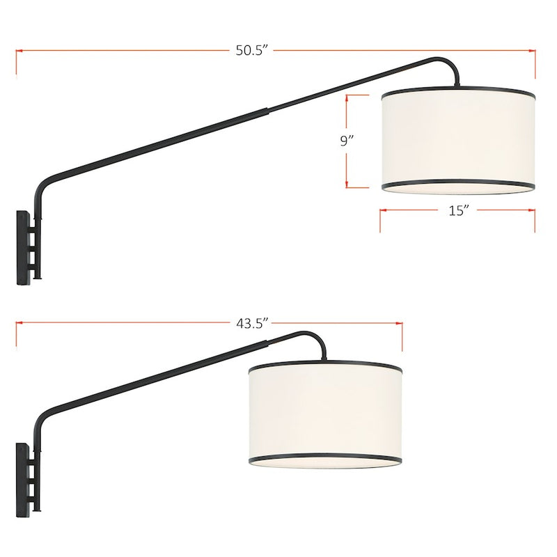 Crystorama Mallory 1 Light Task Sconce, Matte Black