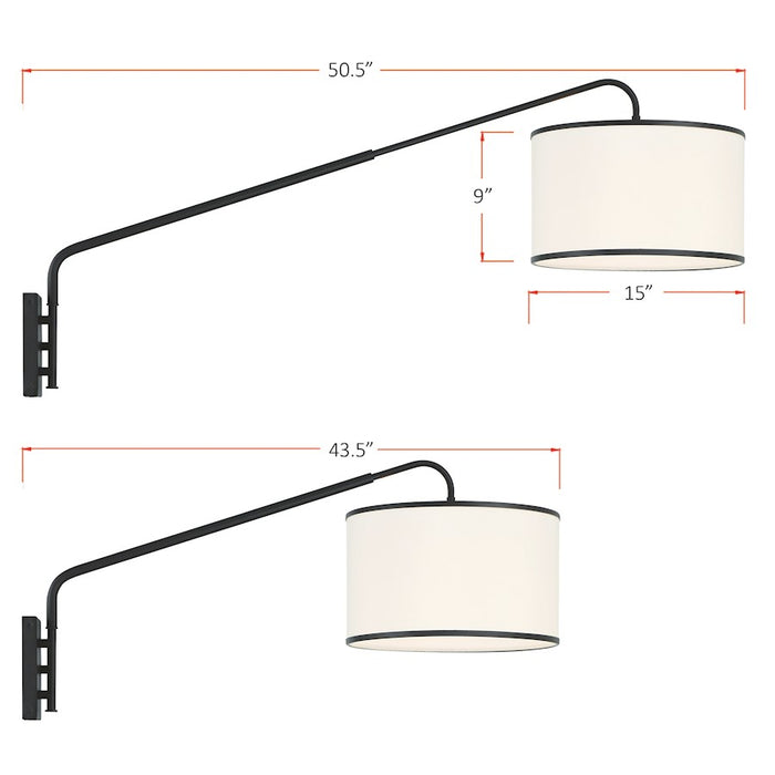 Crystorama Mallory 1 Light Task Sconce, Matte Black