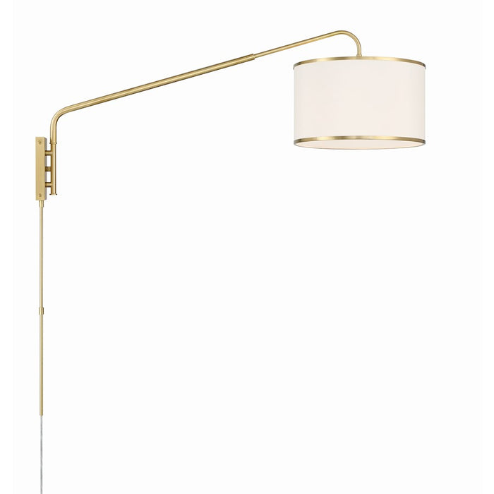 Crystorama Mallory 1 Light Task Sconce, Soft Brass