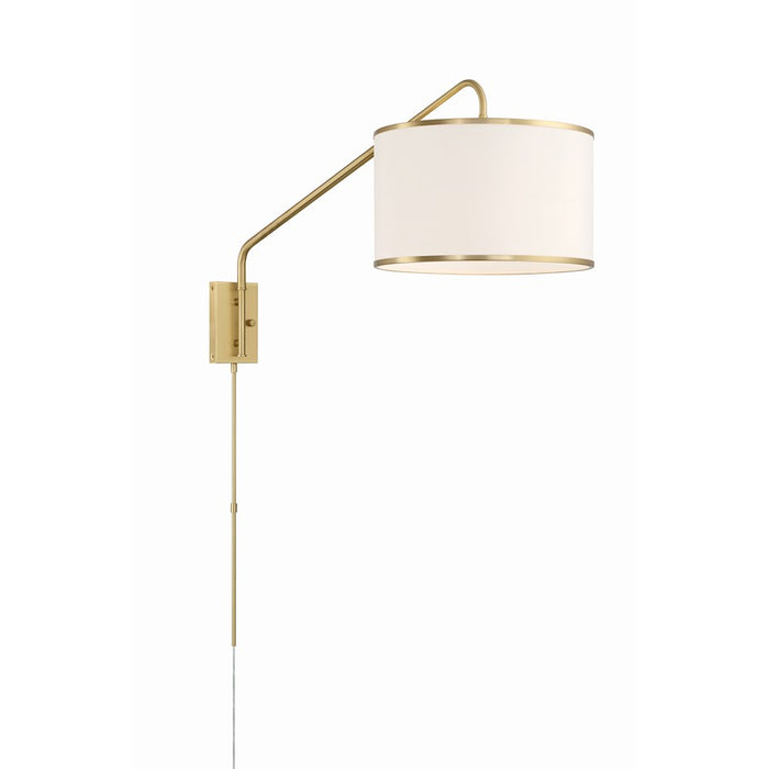 Crystorama Mallory 1 Light Task Sconce, Soft Brass