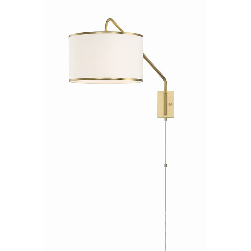 Crystorama Mallory 1 Light Task Sconce, Soft Brass