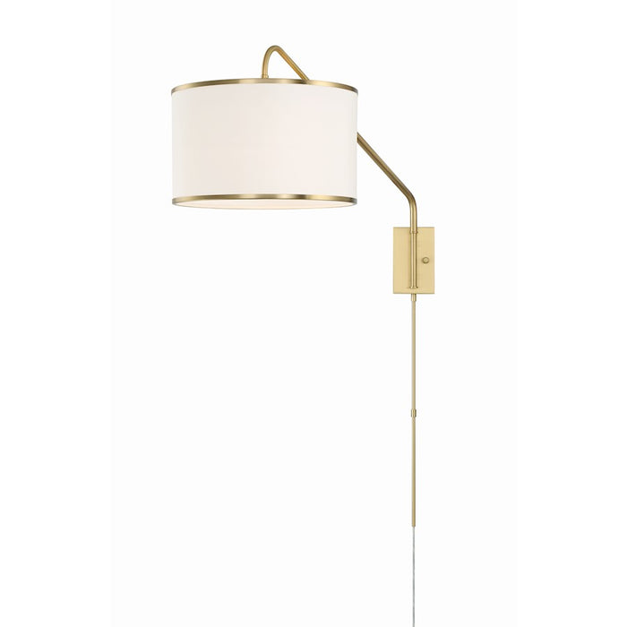 Crystorama Mallory 1 Light Task Sconce, Soft Brass