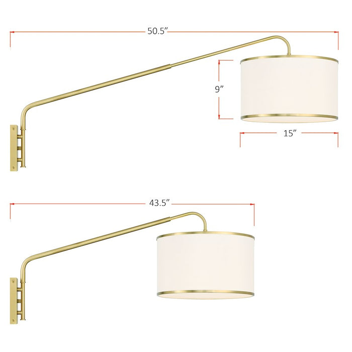 Crystorama Mallory 1 Light Task Sconce, Soft Brass