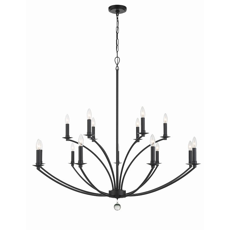 Crystorama Mila 15 Light Chandelier, Black