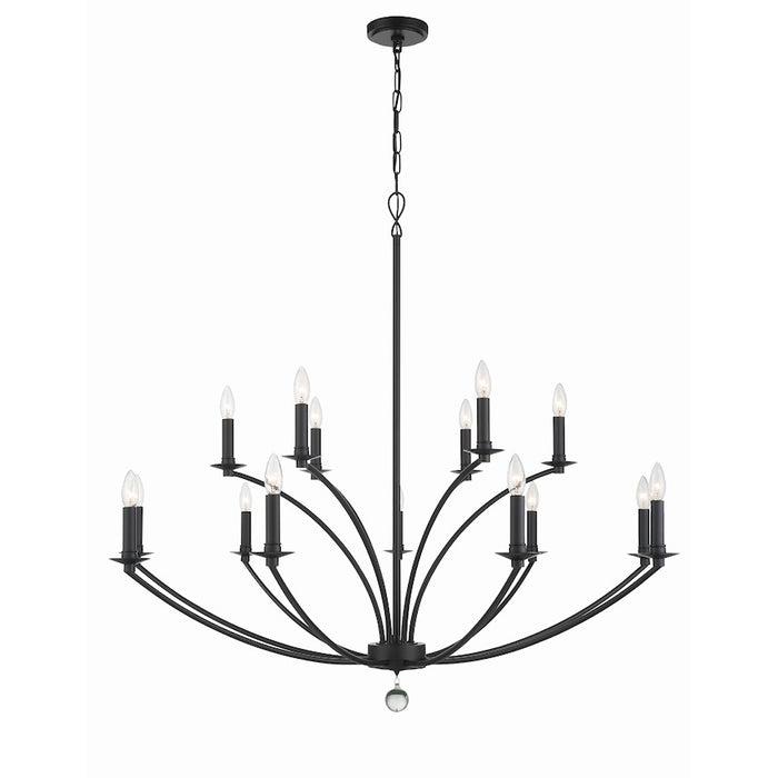 Crystorama Mila 15 Light Chandelier, Black