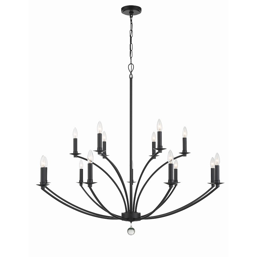 Crystorama Mila 15 Light Chandelier, Black