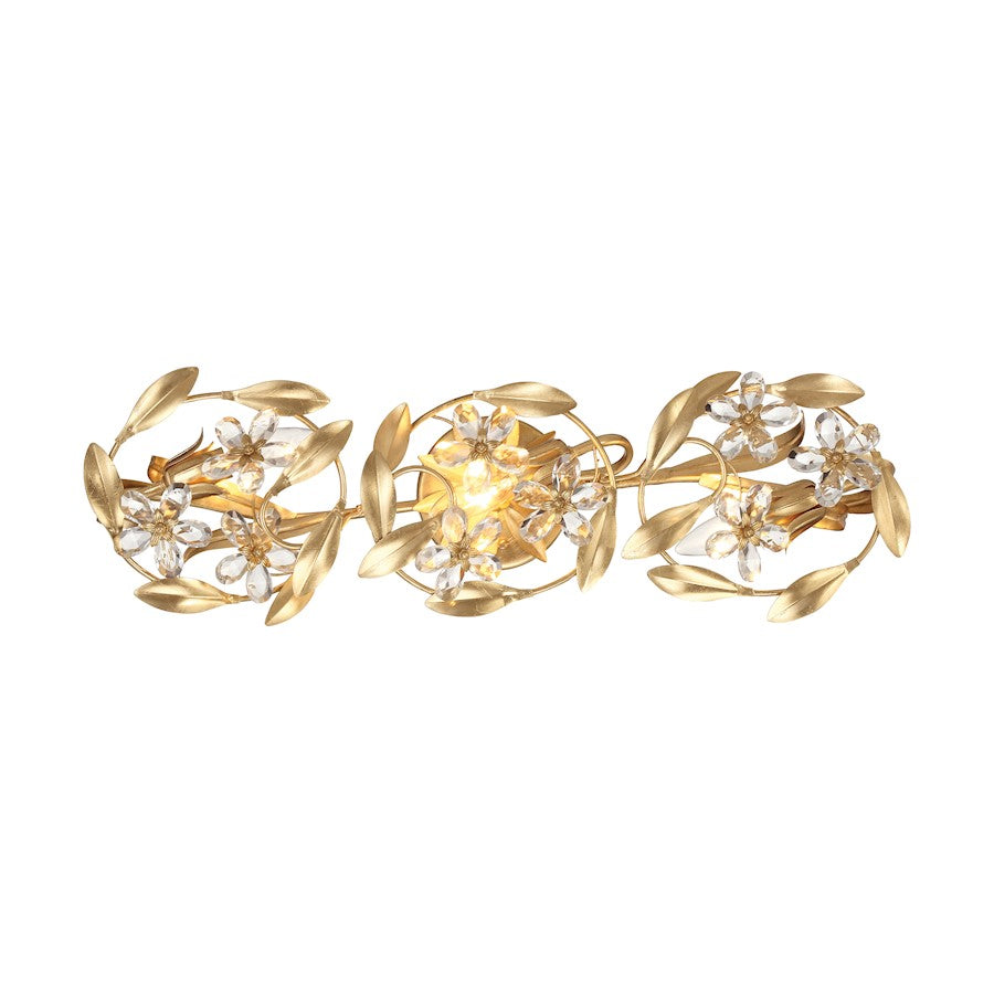 Crystorama Marselle 3 Light Sconce, Antique Gold