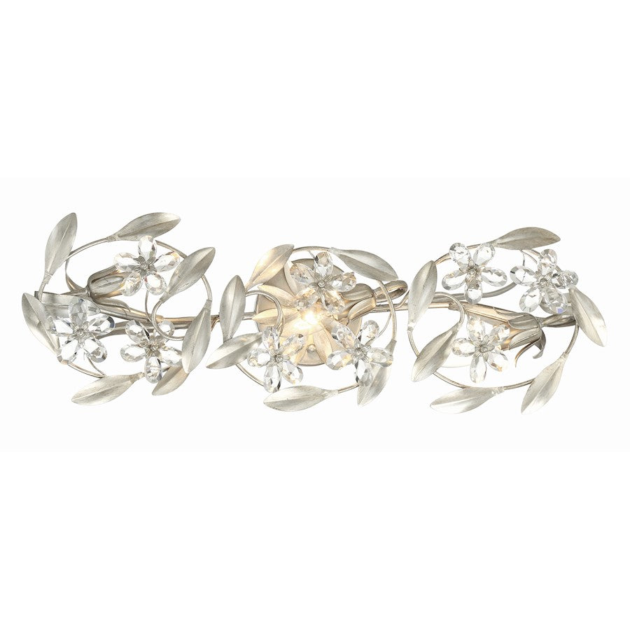 Crystorama Marselle 3 Light Sconce, Antique Silver