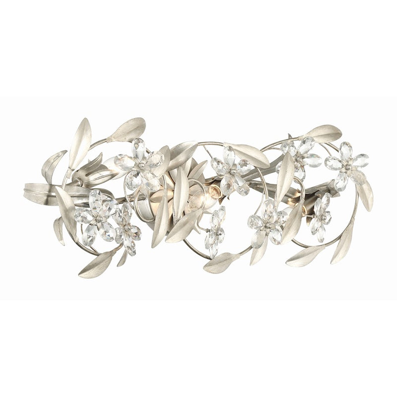 Crystorama Marselle 3 Light Sconce, Antique Silver