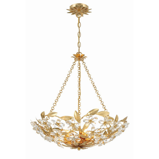 Crystorama Marselle 6 Light Chandelier, Antique Gold