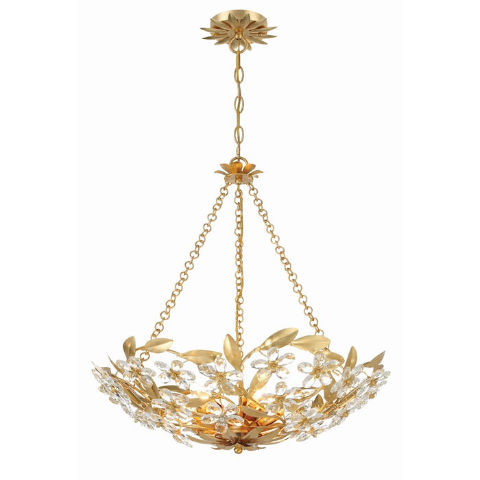 Crystorama Marselle 6 Light Chandelier, Antique Gold