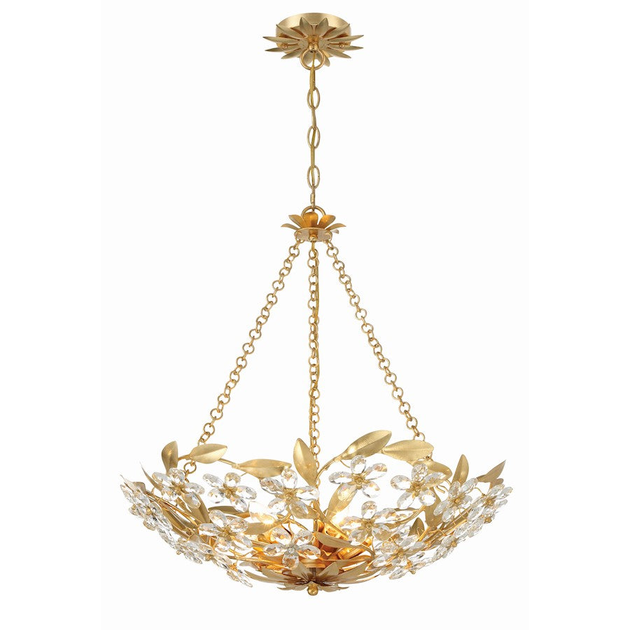 Crystorama Marselle 6 Light Chandelier, Antique Gold
