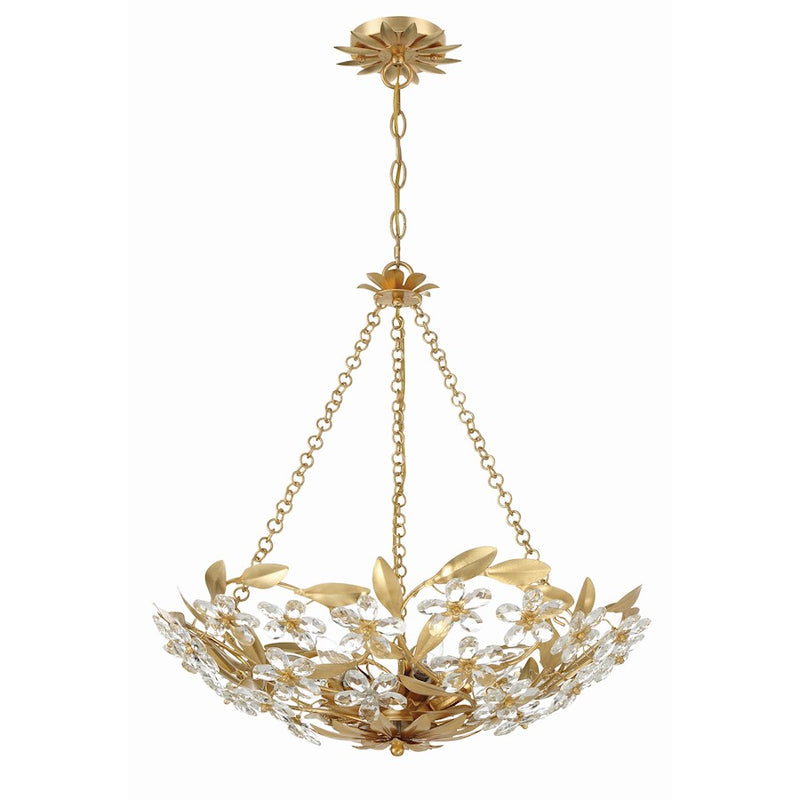 Crystorama Marselle 6 Light Chandelier, Antique Gold