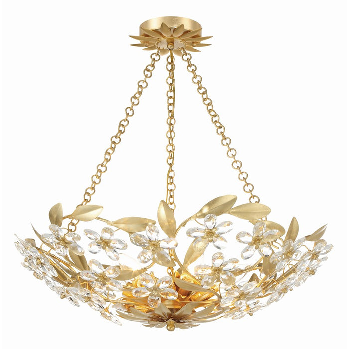 Crystorama Marselle 6 Light Chandelier, Antique Gold