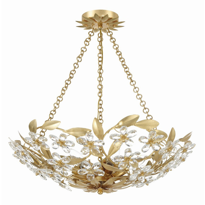 Crystorama Marselle 6 Light Chandelier, Antique Gold