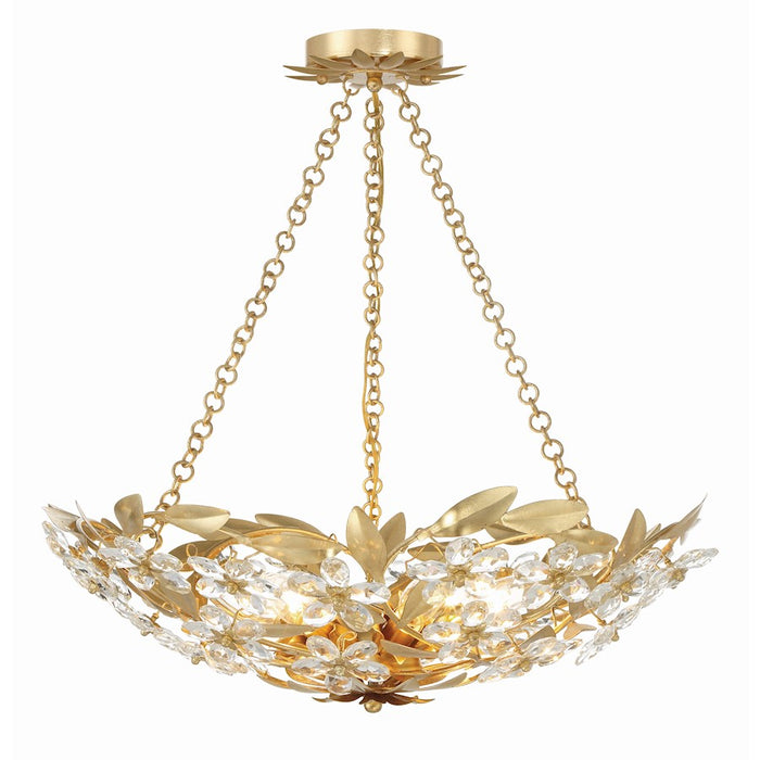 Crystorama Marselle 6 Light Chandelier, Antique Gold