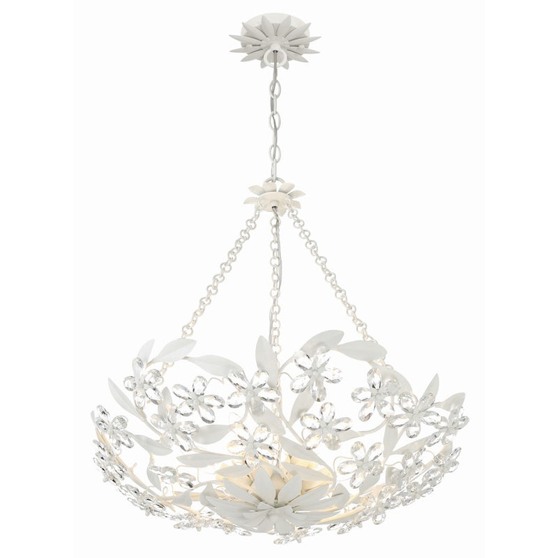 Crystorama Marselle 6 Light Chandelier, Matte White