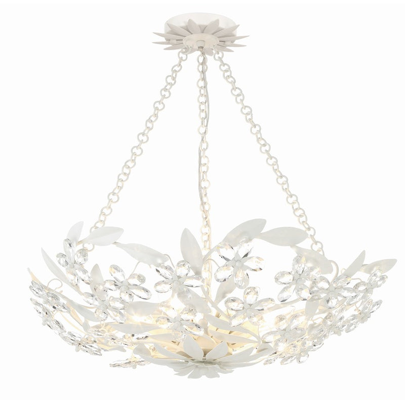 Crystorama Marselle 6 Light Chandelier, Matte White