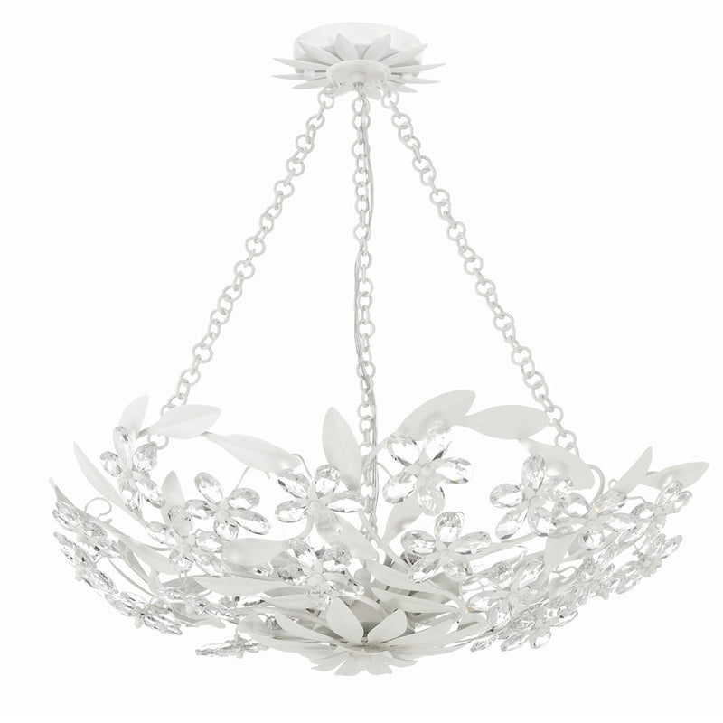 Crystorama Marselle 6 Light Chandelier, Matte White