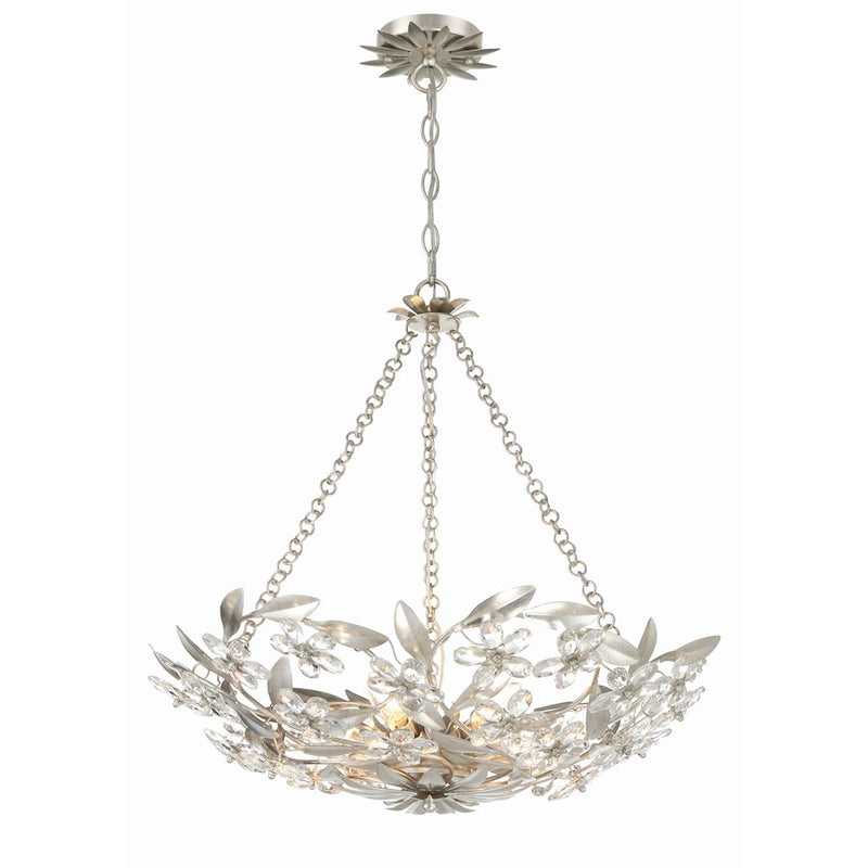 Crystorama Marselle 6 Light Chandelier, Antique Silver