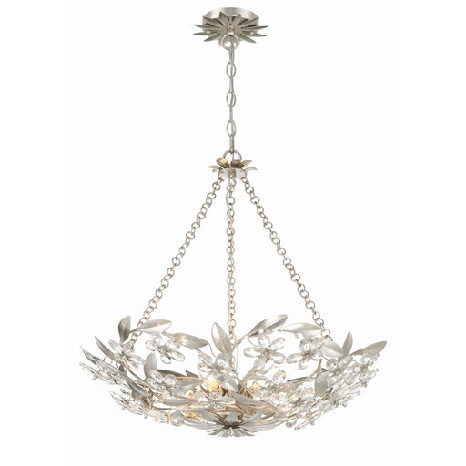 Crystorama Marselle 6 Light Chandelier, Antique Silver