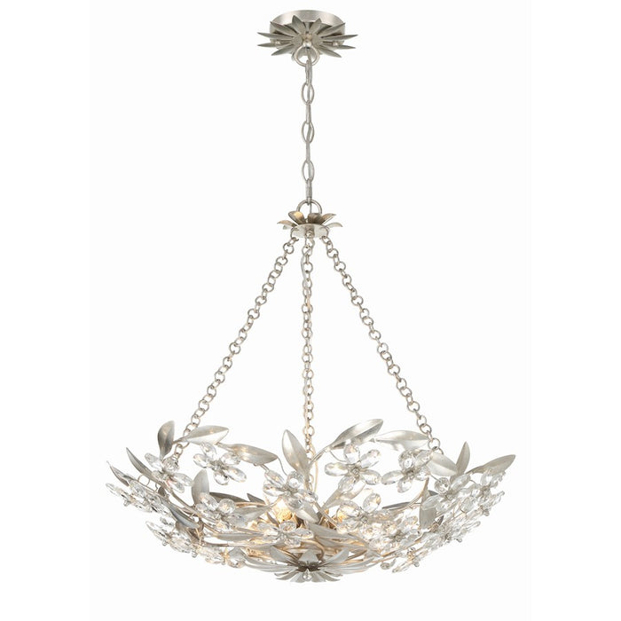 Crystorama Marselle 6 Light Chandelier, Antique Silver