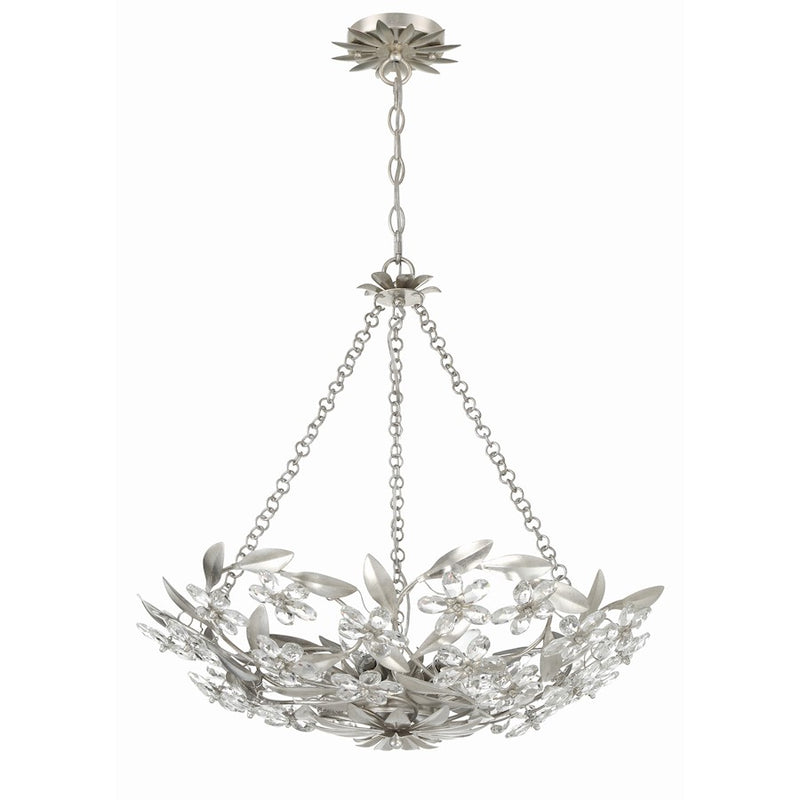 Crystorama Marselle 6 Light Chandelier, Antique Silver