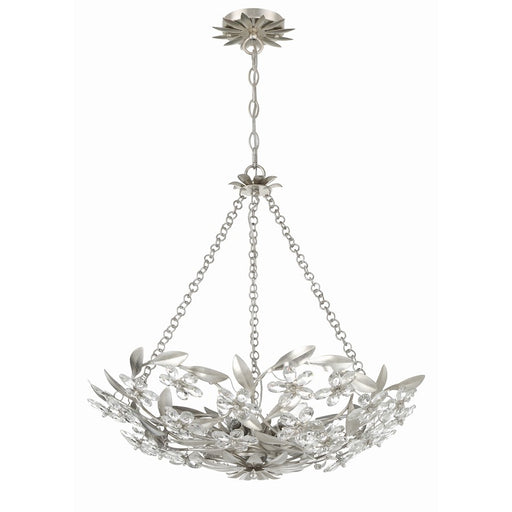 Crystorama Marselle 6 Light Chandelier, Antique Silver