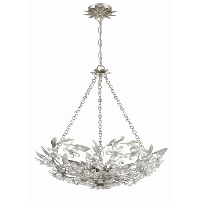 Crystorama Marselle 6 Light Chandelier, Antique Silver