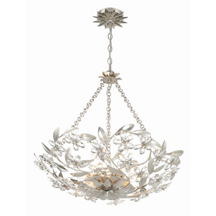 Crystorama Marselle 6 Light Chandelier, Antique Silver