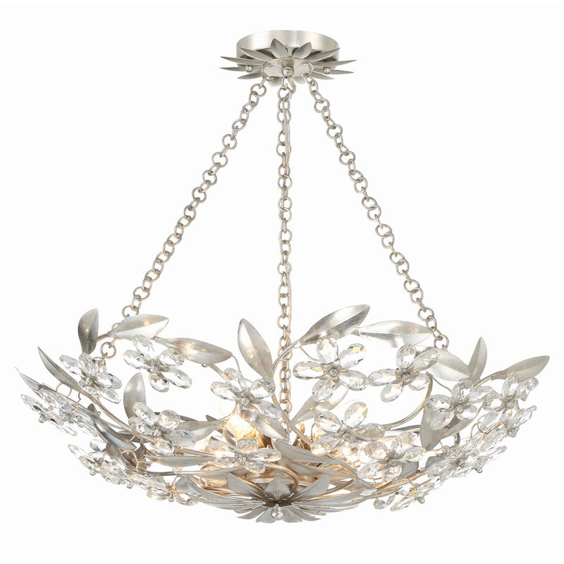 Crystorama Marselle 6 Light Chandelier, Antique Silver
