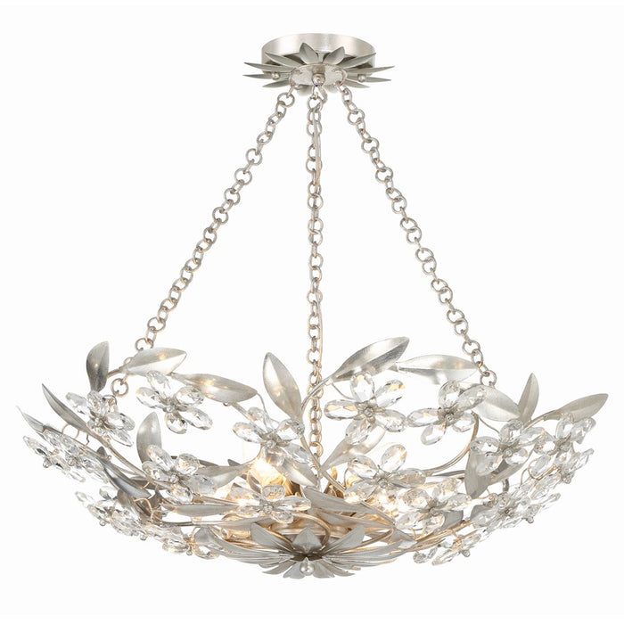 Crystorama Marselle 6 Light Chandelier, Antique Silver