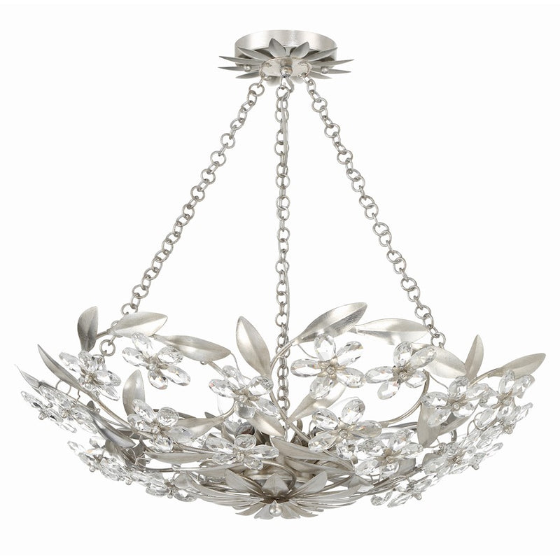 Crystorama Marselle 6 Light Chandelier, Antique Silver