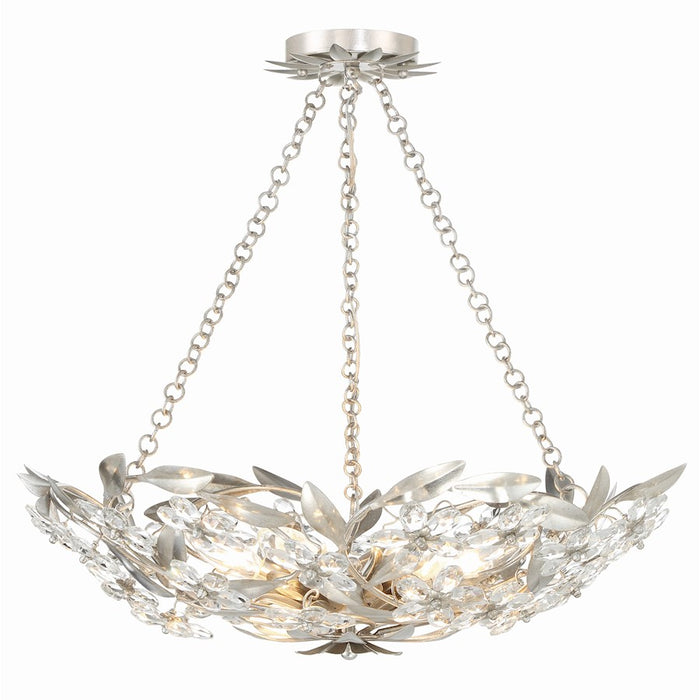 Crystorama Marselle 6 Light Chandelier, Antique Silver