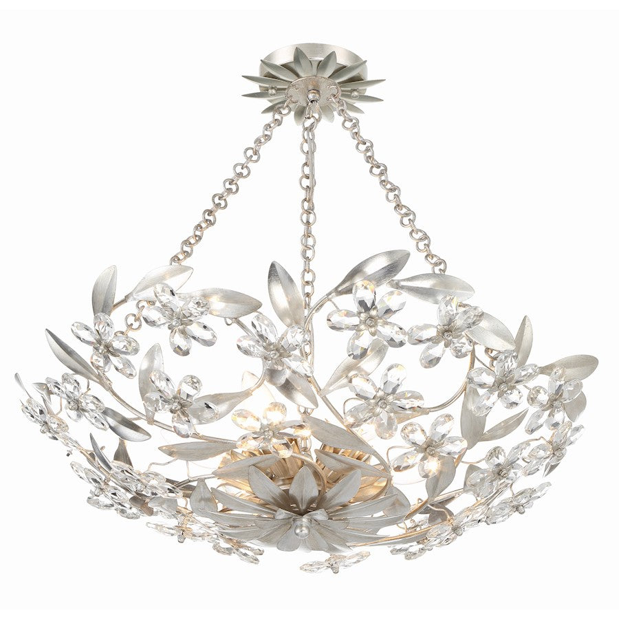 Crystorama Marselle 6 Light Semi Flush Mount, Antique Silver