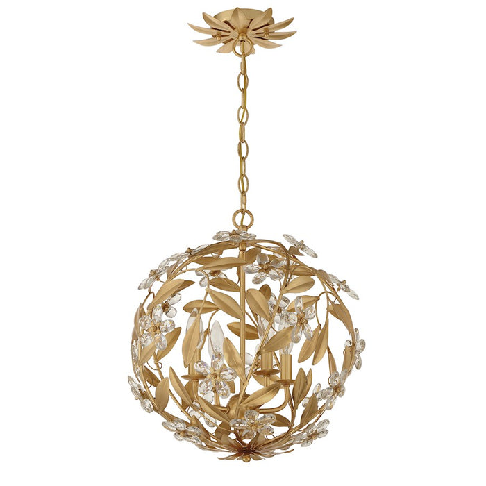 Crystorama Marselle 4 Light Mini Pendant, Antique Gold