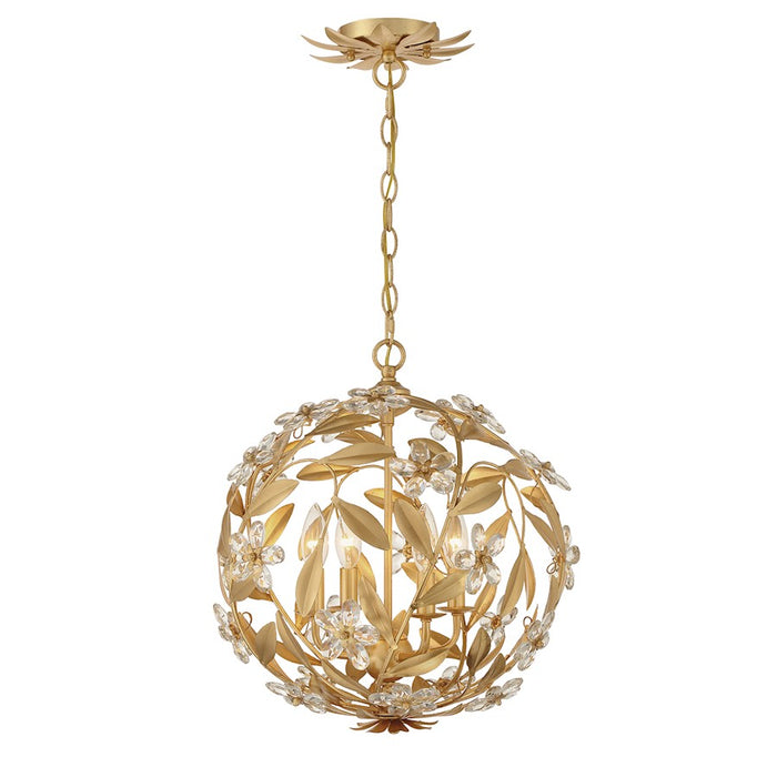 Crystorama Marselle 4 Light Mini Pendant, Antique Gold